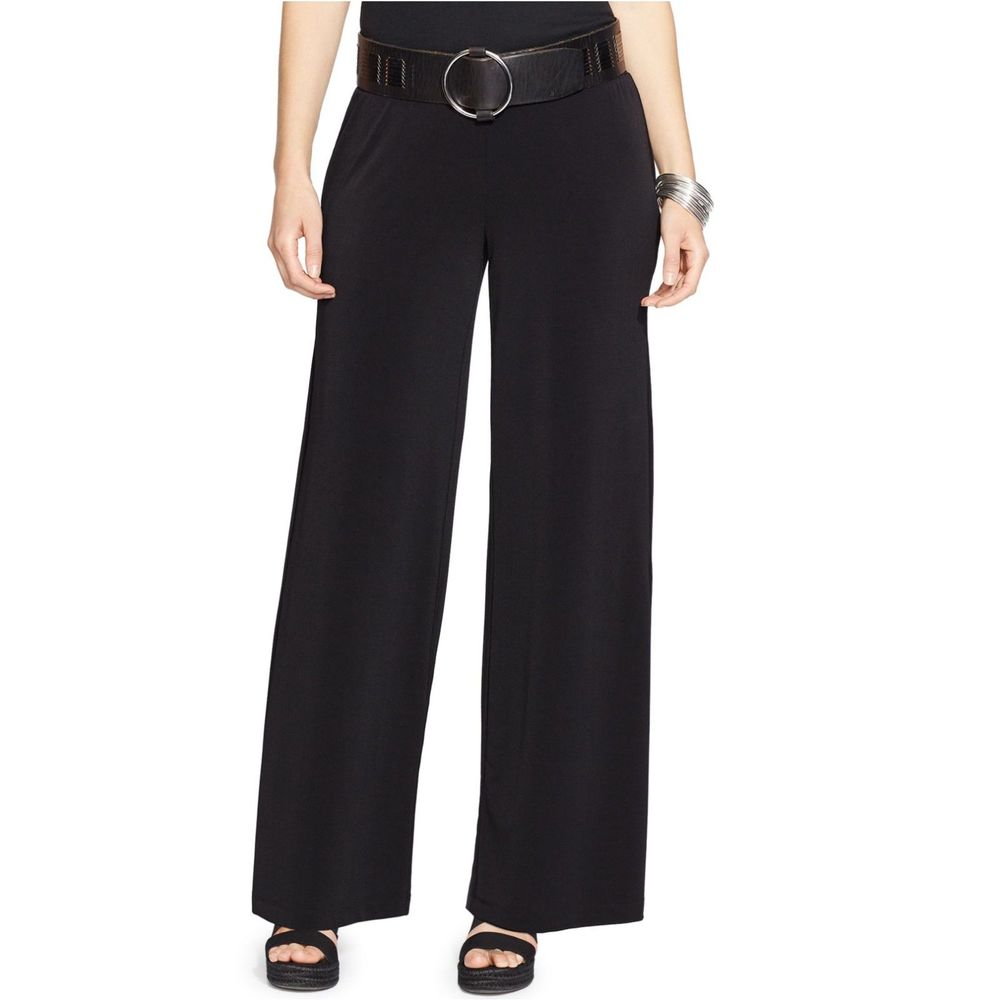 22W Lauren Ralph Lauren Pleated High Rise Wide Leg Pants - Black NWT